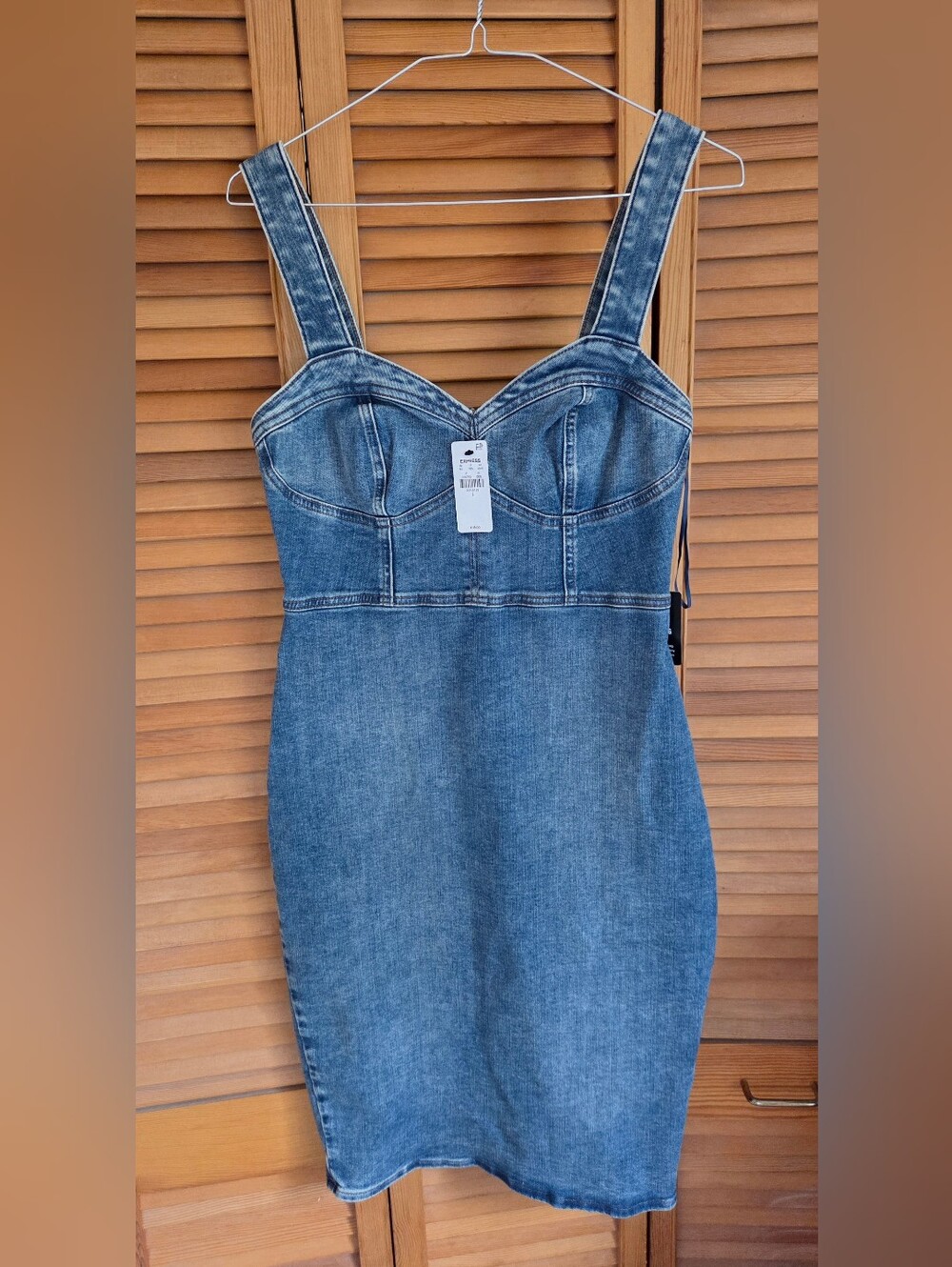 Express Denim Bustier Dress - Blue